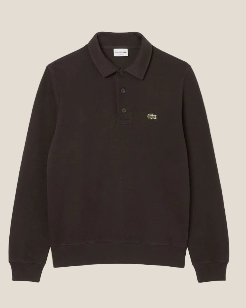 Ribbed Cotton Polo Collar Sweatshirt