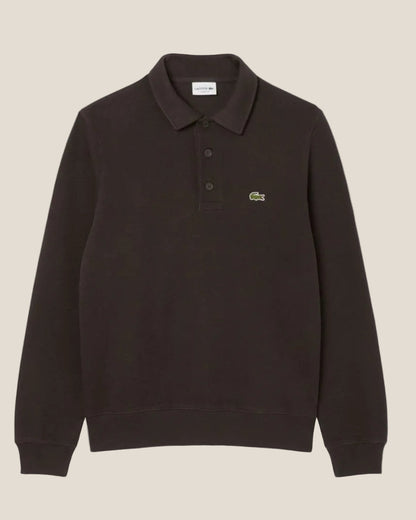 Ribbed Cotton Polo Collar Sweatshirt