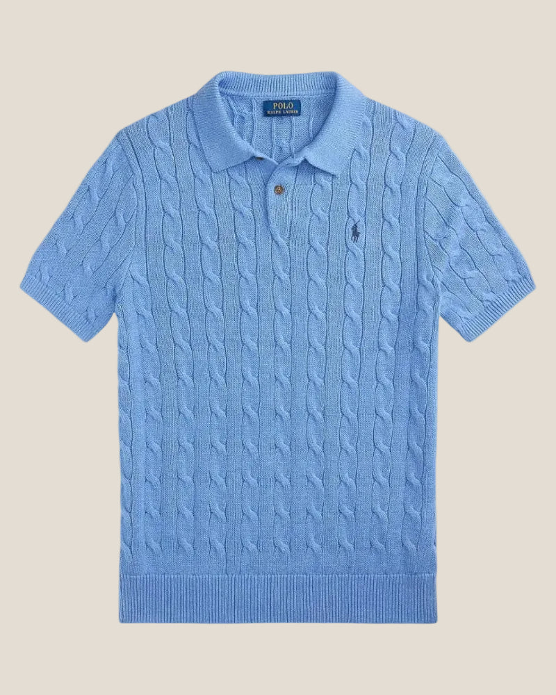 Ralph Lauren Cable-Knit Cotton Polo-Collar Sweater