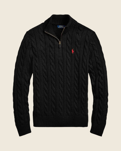 Ralph Lauren Chunky Cable-Knit Cotton Quarter-Zip Sweater