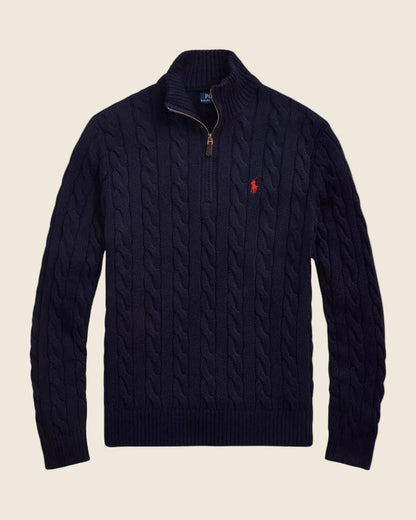 Ralph Lauren Chunky Cable-Knit Cotton Quarter-Zip Sweater