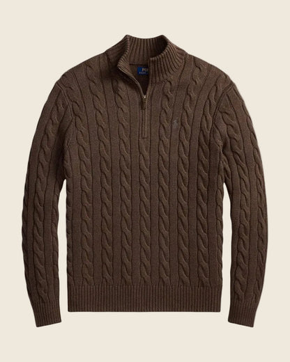 Ralph Lauren Chunky Cable-Knit Cotton Quarter-Zip Sweater